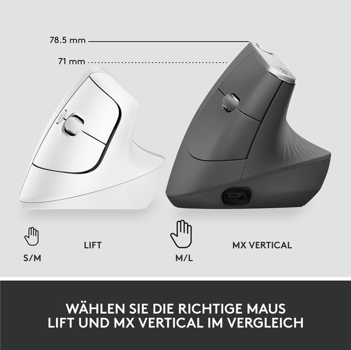Productafbeelding Logitech Lift Voor Zaken Off-White/Lichtgrijs (Draadloze)