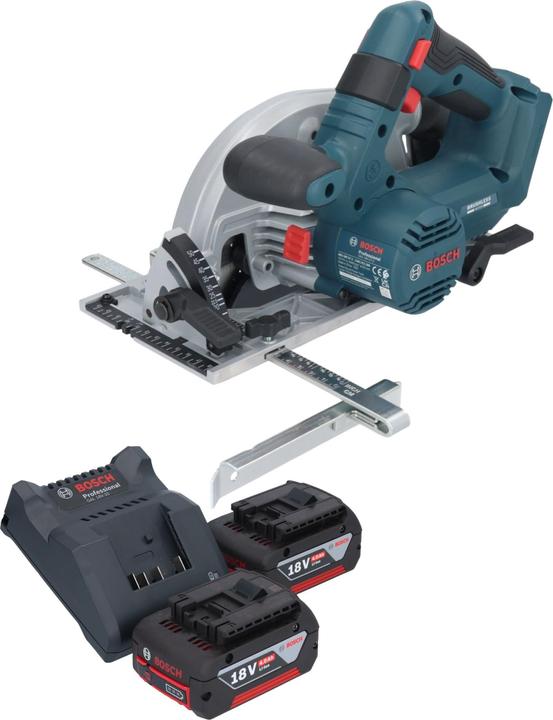 1,0 x 20 mm, 24 (2 608 837 685), 1x Parallelanschlag (2 608 000 817), 1x Bosch GKS 18V-57-2 Professional Akku Handkreissäge, 2x Bosch GBA 18 V, 4 Ah, 4000 mAh Li-Ion Akku, 1x Bosch GAL 18V-20 Akku Ladegerät, 1x Kreissägeblatt, Standard for Wood, 165 x 1,5