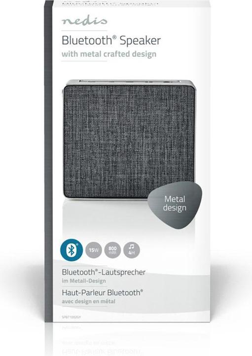 Produktbild Nedis SPBT-1002 Bluetooth Lautsprecher Gun Metal Grau (20 h, Akkubetrieb)