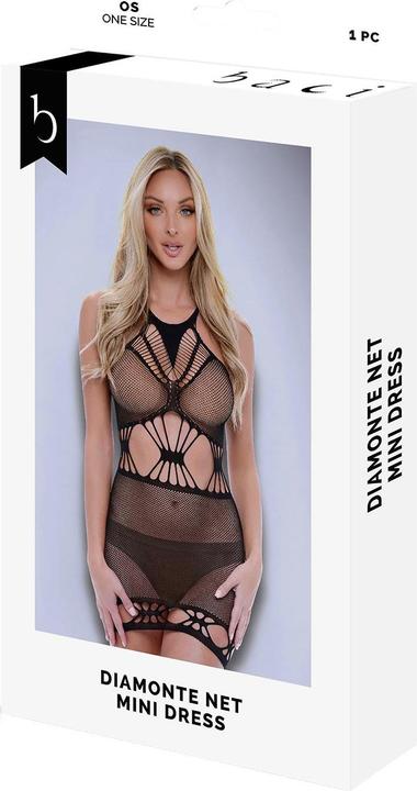 Produktbild Baci XGEN Diamonte Net Mini Dress - Exquisite Black Net Mini Dress - One Size (UK Size 8-14) (One Size)