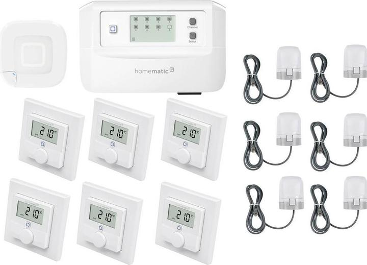 Homematic IP Set bestehend aus Funk Access Point 2 & Fussbodenheizungscontroller & 6x Wandthermostat & 6x