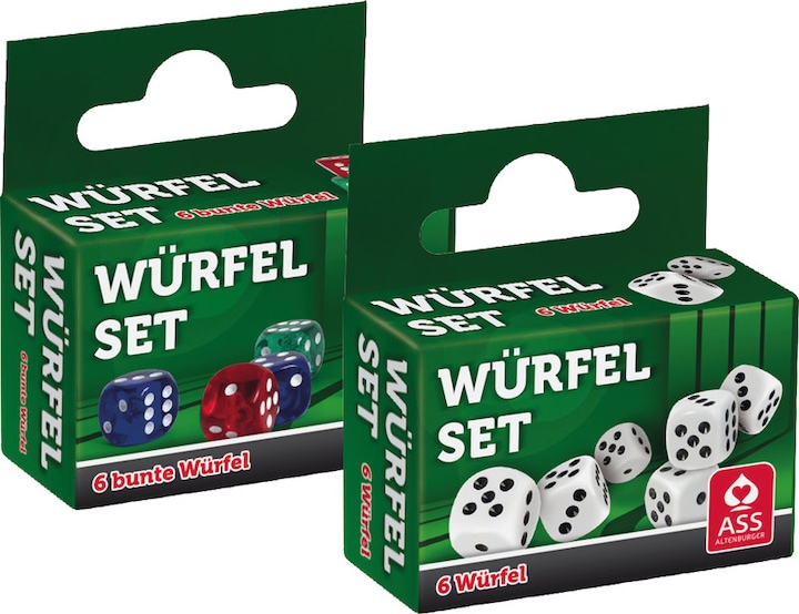 Actual product image ASS Altenburg 22574019 - 6 dice in folding box with hanging tab, from 6 years