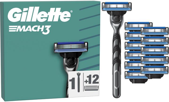Produktbild Gillette Mach3 Systemklingen 12er + Handstück Ersatzklingen