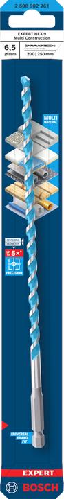 Produktbild Bosch Professional Zubehör EXPERT HEX-9 Multi Construction Bohrer, 6,5x200x250 mm (6.5 Millimeter)