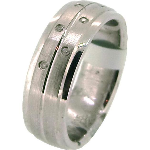 Gooix, Ring, Bandring mit 7 Brillanten mattiert/poliert, (50, 925 Silber)