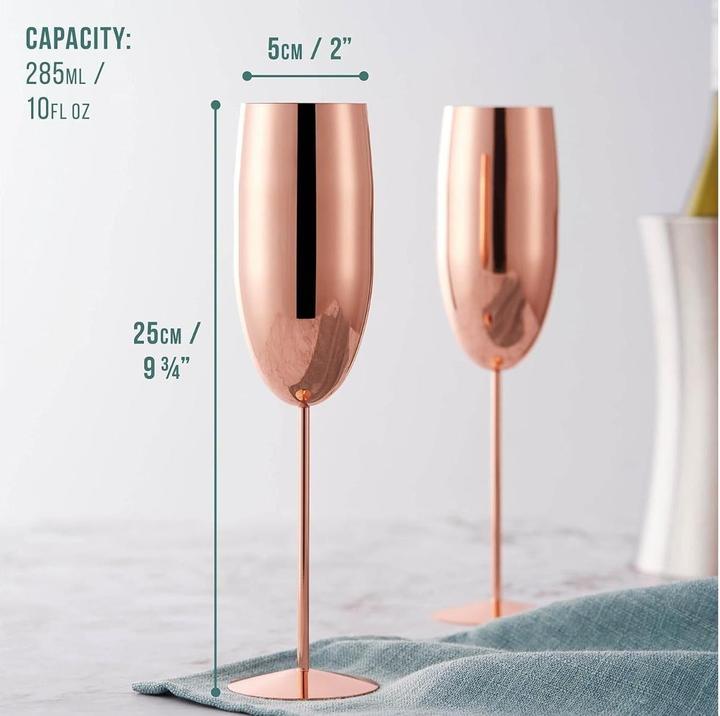 Produktbild Oak & Steel Edelstahl Sektgläser Rosegold 2er-Set (28.50 cl, 2 Gläser, Sektgläser)