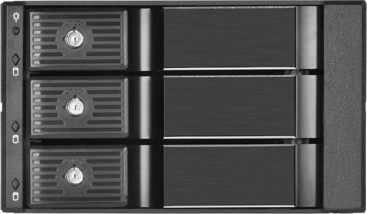 Productafbeelding Silverstone SST-FS303-12G - 3 Bay Aluminium Trayless Hot Swap Mobile Rack Backplane met ventilator en loc (3.5")