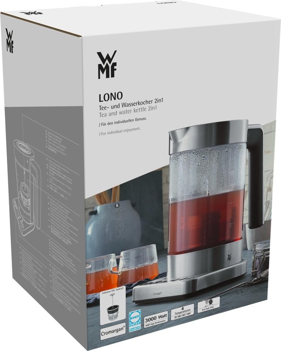 Actual product image WMF Glass Kettle with Temperature Selection 1,7l Tea Strainer Keep Warm Function Lono 3000W (1.70 l)