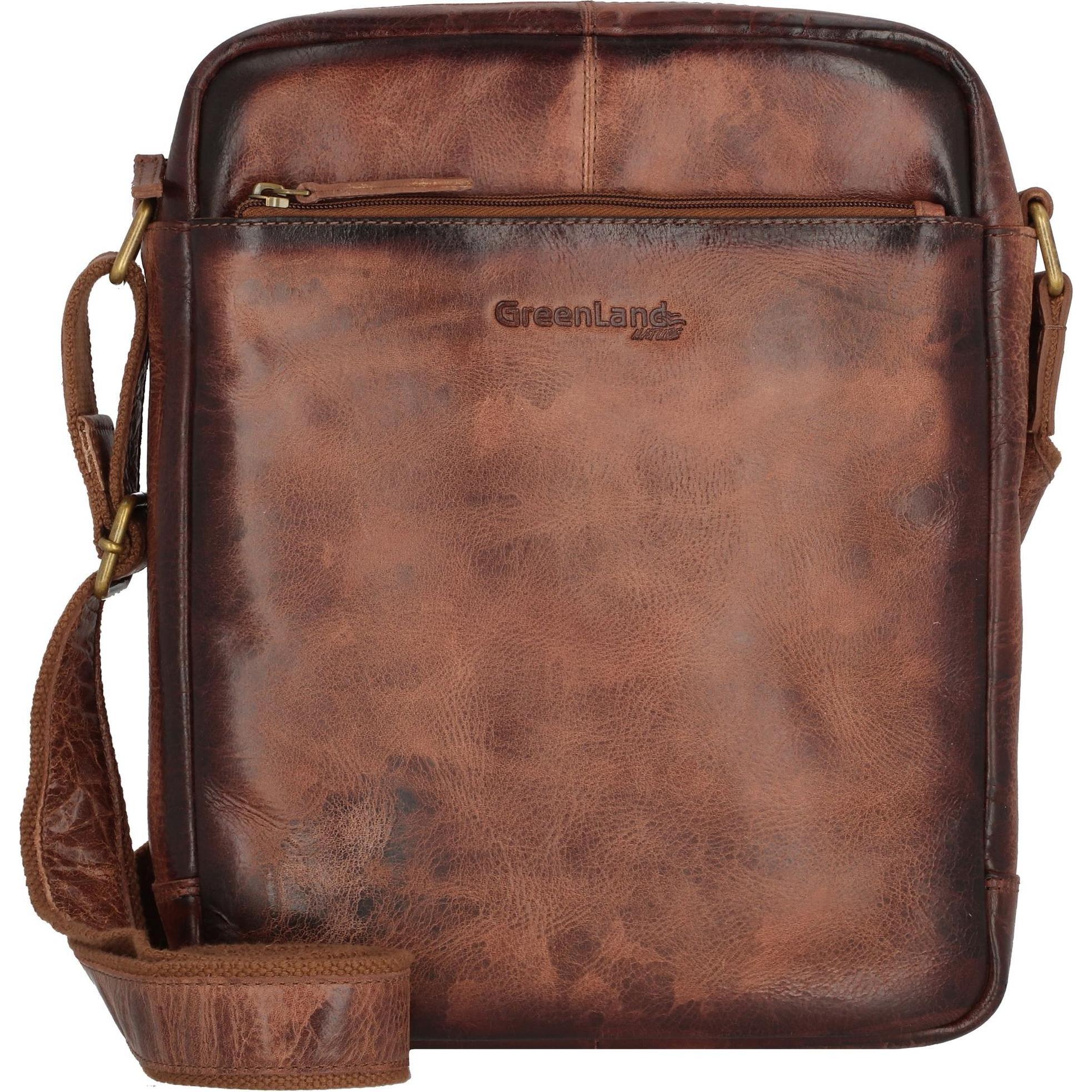 Greenland Nature, Handtasche, Mascu & Line Umhängetasche Leder 27 cm, Braun