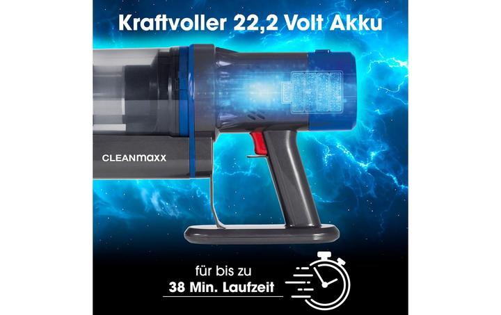 Produktbild CleanMaxx Akku-Hand- und Stielsauger Grau / Blau, Fassungsvermögen