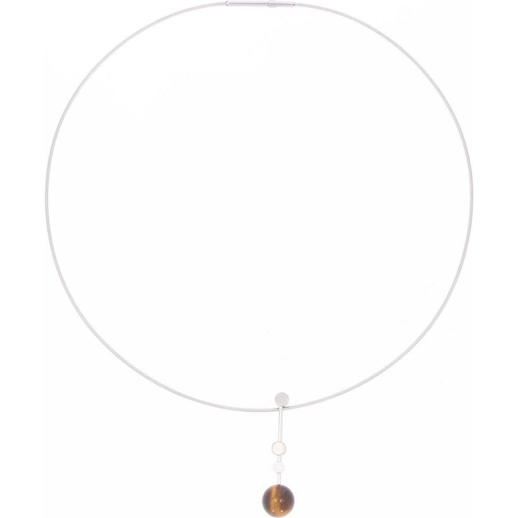 Xen, Halsschmuck, Atelier Collier mit Tigerauge und Süsswasserzuchtperle 42 cm, (Edelstahl, 42 cm)