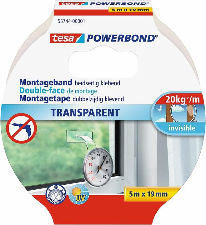 Produktbild tesa Powerbond TRANSPARENT doppelseitiges Montageband (19 mm)