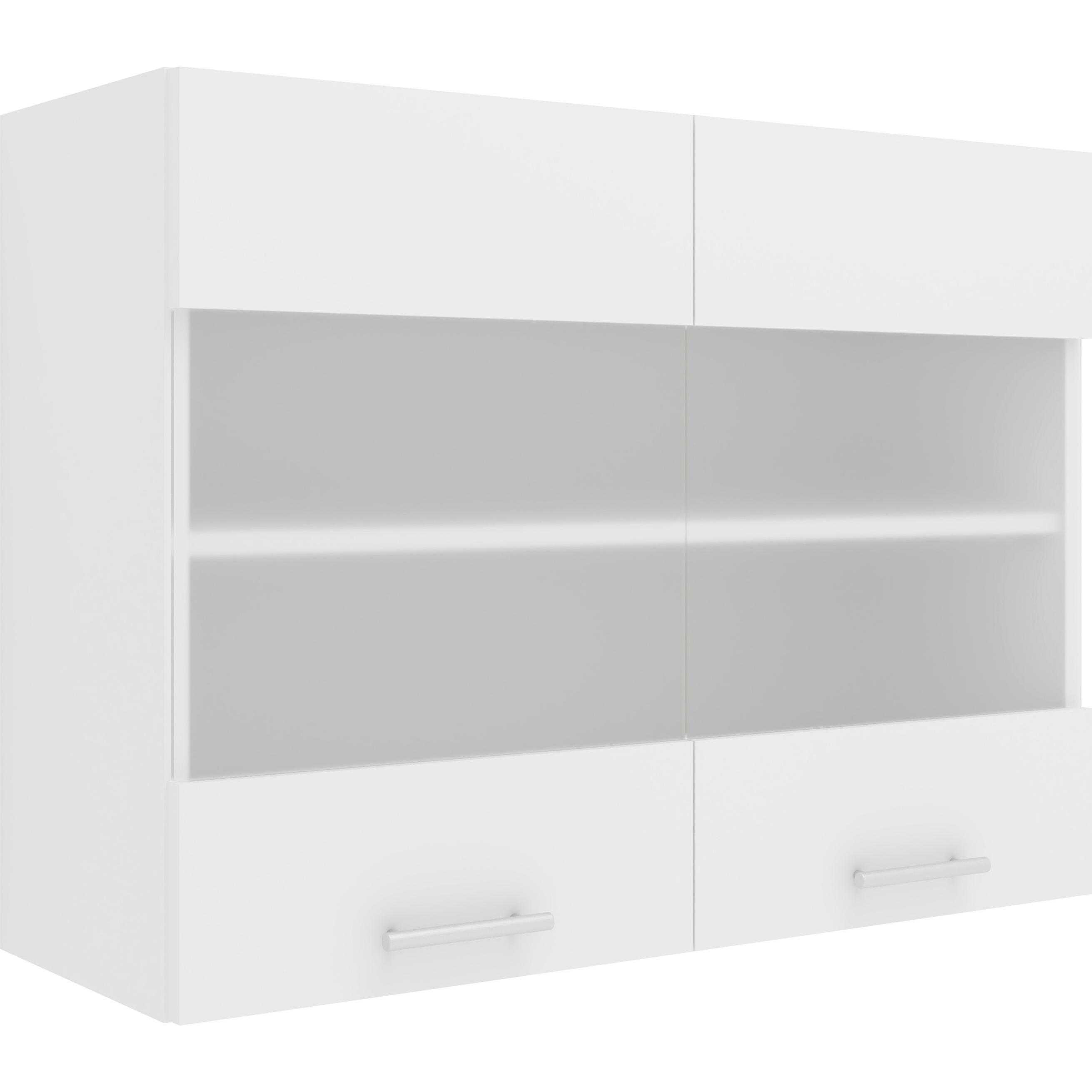 VCM, Regal, Küchenschrank Breite 80 cm Matt Glastür Hängeschrank Küche Küchenmöbel Esilo (60 x 80 x 31 cm)