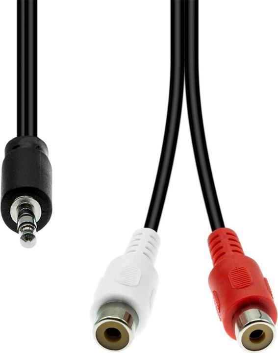 Image du produit ProXtend Mini-Jack 3-Pin to 2 x RCA Cable M-F Black 20cm (0.20 m, Câbles Cinch)