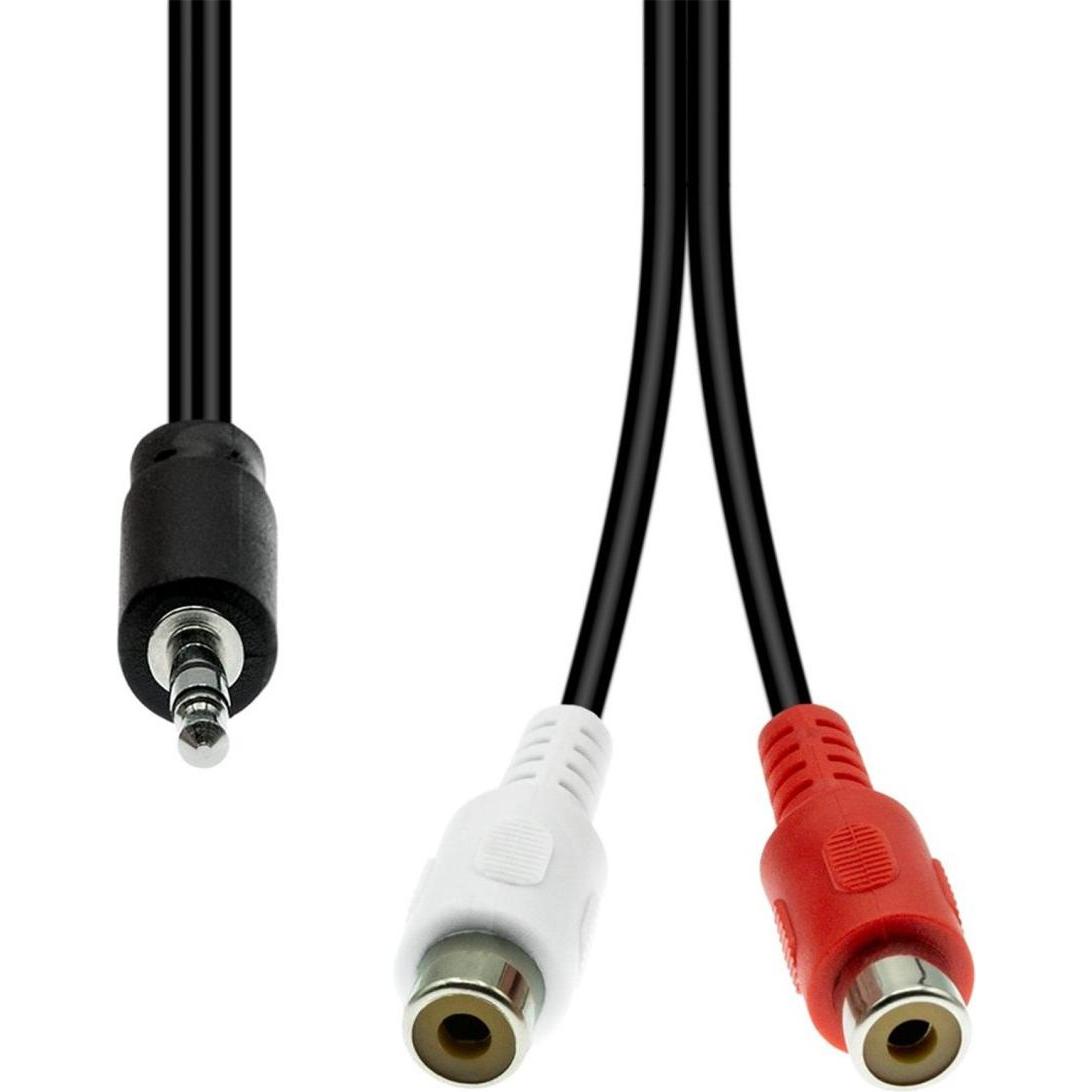 ProXtend Mini-Jack 3-Pin to 2 x RCA Cable M-F Black 20cm (0.20 m), Audio Kabel