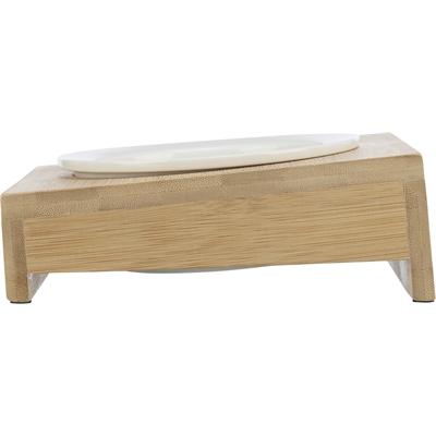Gamelle en céramique avec support bambou pour chat