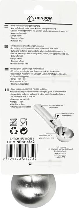 Immagine prodotto Benson Home eisportionierer aus Edelstahl (Palline di gelato)