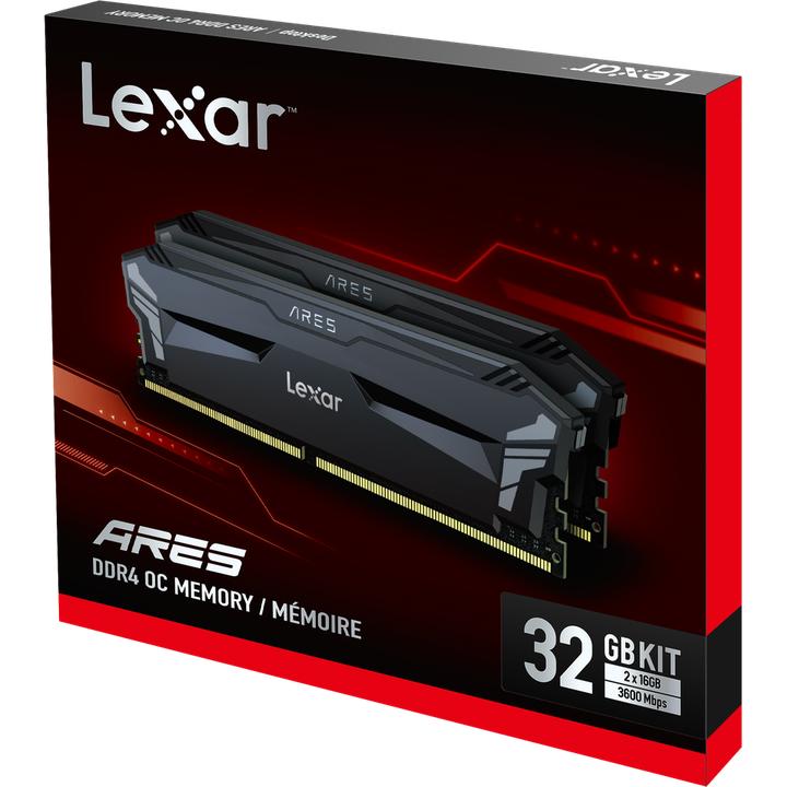 Actual product image Lexar Ares DDR4 CL18 Black UDIMM KIT (2 x 16GB, 3600 MHz, DDR4-RAM, U-DIMM)