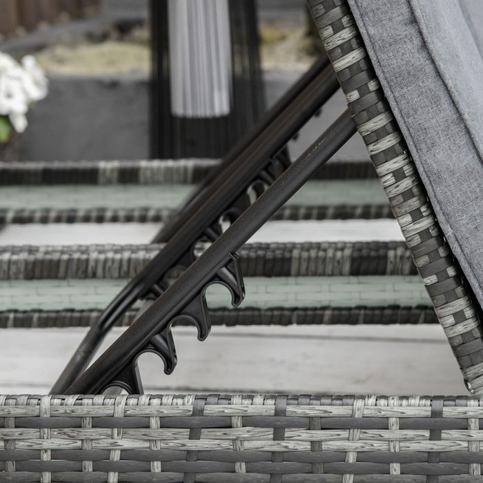 Immagine prodotto Swisshandel24 Lettino da giardino doppio in polyrattan per 2 persone con schienale a 5 livelli in metallo PE (196 cm)