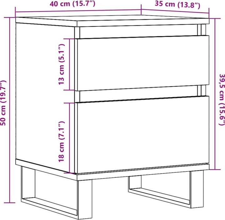Produktbild VidaXL Nachttisch Stauraum Nachtschrank Nachtkommode Nachtkonsole Artisan-Eiche (40 x 35 x 50 cm)