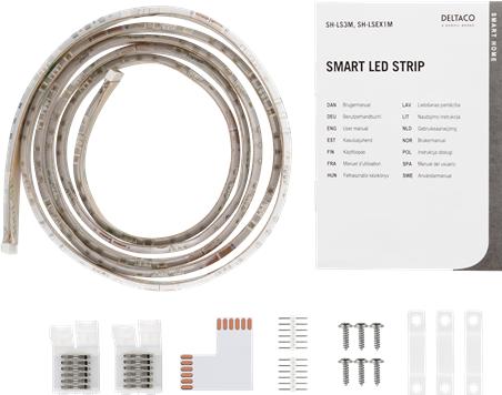 Actual product image Deltaco SMART HOME LED strip extension, 1m, RGB, 2700K-6500K, 6 contacts, suitable for SH-LS3M, whit (RGB, 300 cm, Indoor, Outdoor)