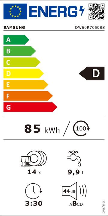 Energie-Label Samsung DW60R7050SS/EG Geschirrspüler 60cm