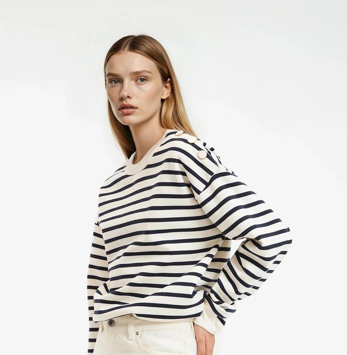 Produktbild La Redoute Collections Gestreiftes Sweatshirt mit geknöpfter Schulter (XL)