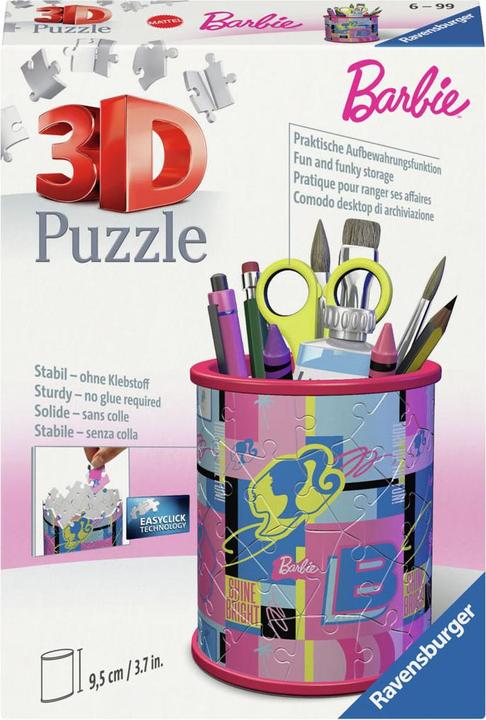 Produktbild Ravensburger 3D Puzzle 11585 - Utensilo Barbie - Stiftehalter für Barbie Fans ab 6 Jahren (54 Teile)