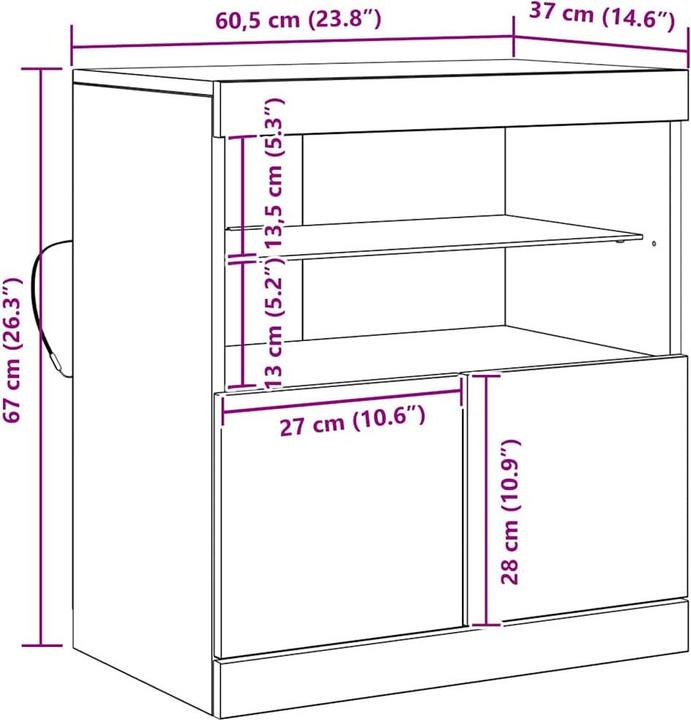 Produktbild VidaXL Buffet (60 x 37 x 67 cm)
