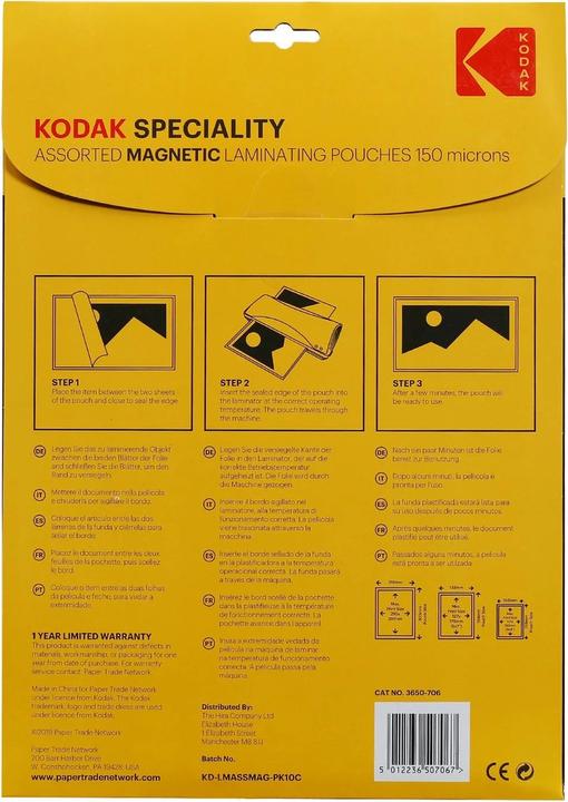 Actual product image Kodak Mag. laminating film 4x 10x15 cm, 3x 13x18 cm, 3x A4 (10 x 15 cm, 13 x 18 cm, 10 Piece, 150 µm)