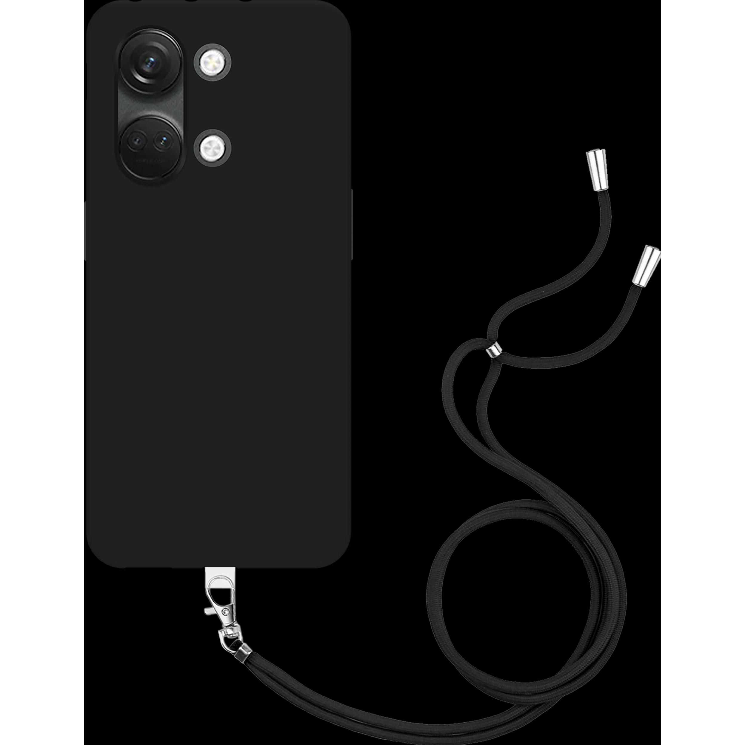 Thumbnail - Cazy Handykette Hülle Kompatibel mit OnePlus Nord 3 5G - Silikon Handyhülle mit Band Necklace Hülle -, Handykette, Schwa...