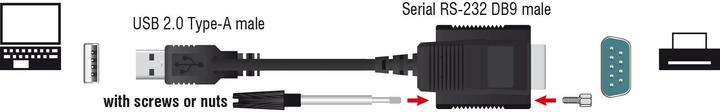 Produktbild Delock Adapter USB 2.0 Typ-A Stecker zu 1x Seriell RS-232 D- (0.13 m)