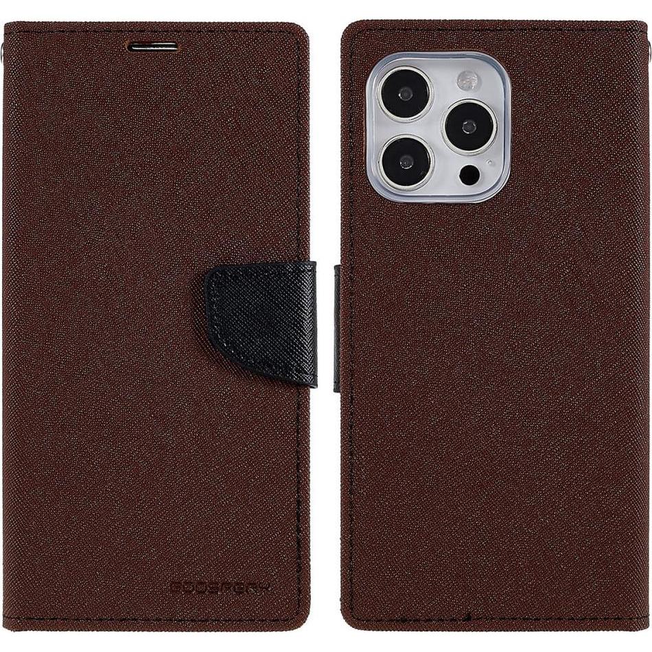 Mercury iPhone 14 Pro Max - Goospery Fancy Etui Hülle braun (Apple iPhone 14 Pro Max), Smartphone Hülle, Braun