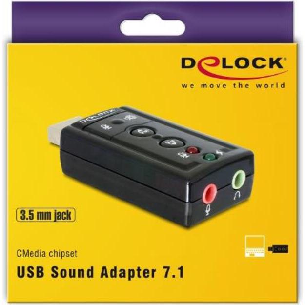 Thumbnail - Delock USB Sound Adapter 7.1 (USB 2.0), Soundkarte, Schwarz