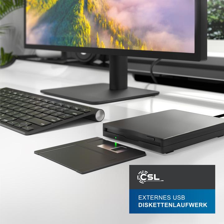Produktbild CSL Externes Diskettenlaufwerk, USB-A/C Schnittstelle, Plug and Play, kompatibel mit Windows, Floppy