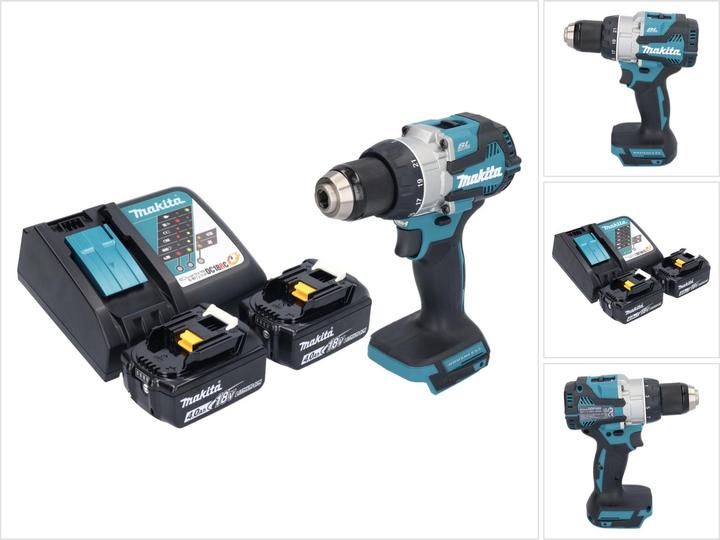 Actual product image Makita DDF 489 RM cordless drill driver 18 V 73 Nm brushless + 2x battery 4.0 Ah + charger (Rechargeable battery operated)