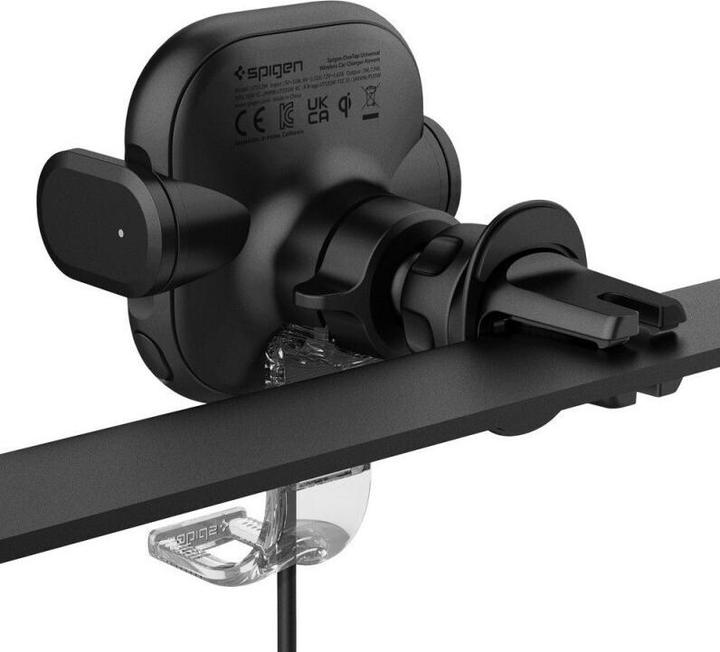 Actual product image Spigen car mount with charger UTS12W Onetap Universal Vent Car Mount Wireless Charger black