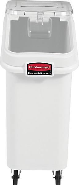 Actual product image Rubbermaid lockable box storage system white 79 L including sliding lid and spade, on castors