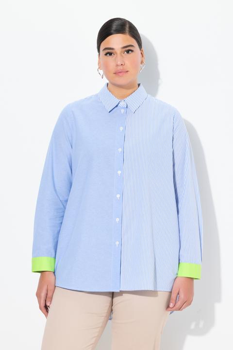 Immagine prodotto Ulla Popken Blusa con effetto patchwork, collo da camicia e polsini fluo (54)