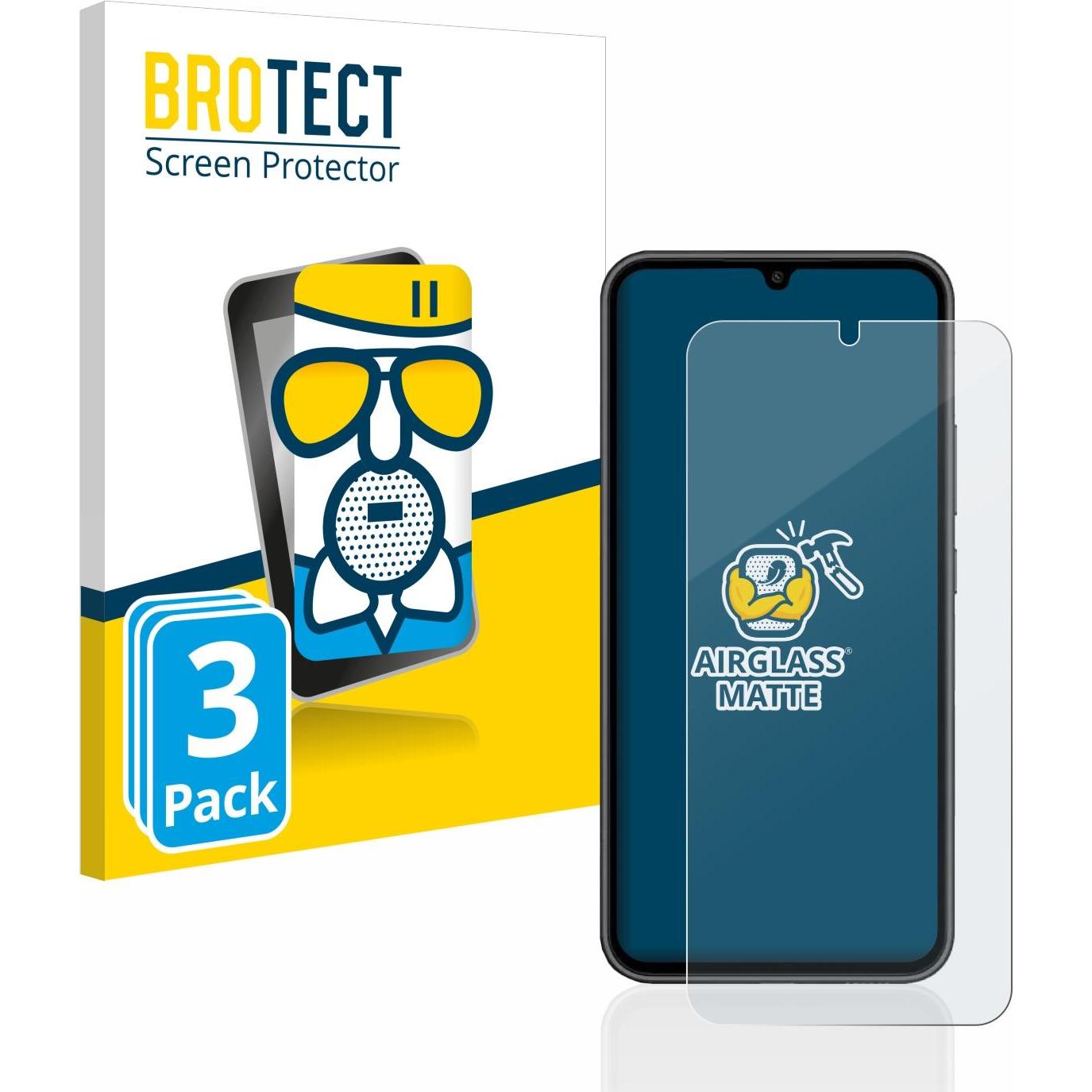BROTECT AirGlass Panzerglasfolie Matt (3 Stück, Samsung Galaxy A34 5G), Smartphone Schutzfolie, Grau