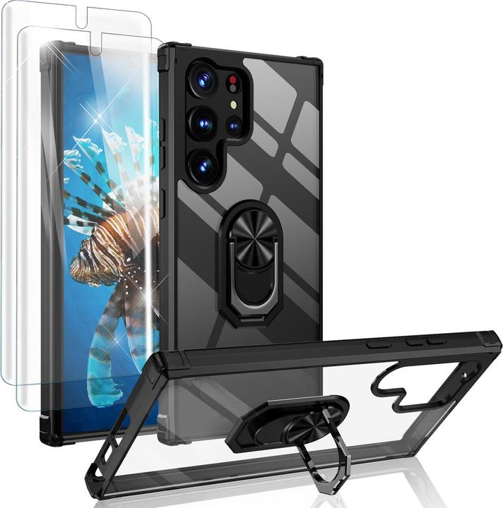 Produktbild Nalia Klare Hybrid Ring Hülle mit 2x Displayschutz (Samsung Galaxy S23 Ultra)