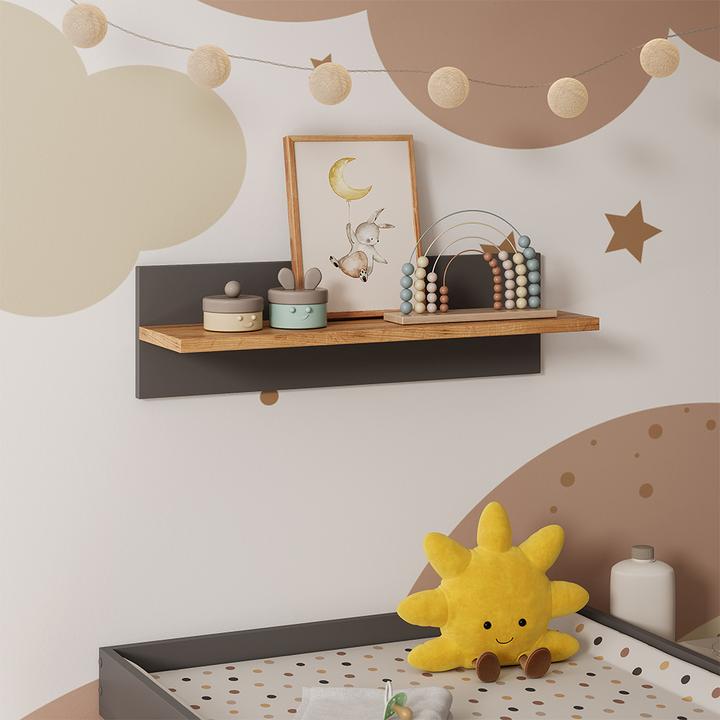 Actual product image VitaliSpa Wandregal Kinderzimmer Malia, Grau/Artisan/Artisan, 70 x 20 cm