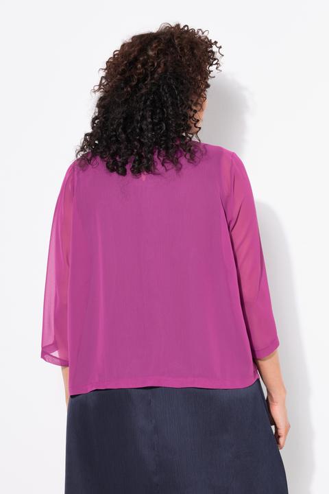 Produktbild Ulla Popken Chiffonjacke, Oversized, Schalkragen, 3/4-Arm (50, 52)
