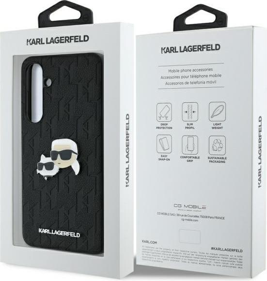 Actual product image Karl Lagerfeld KLHCFEPGKLKCPK FE S721 black/black hardcase Monogram Karl&Chaoupette H (Samsung Galaxy S24 FE)