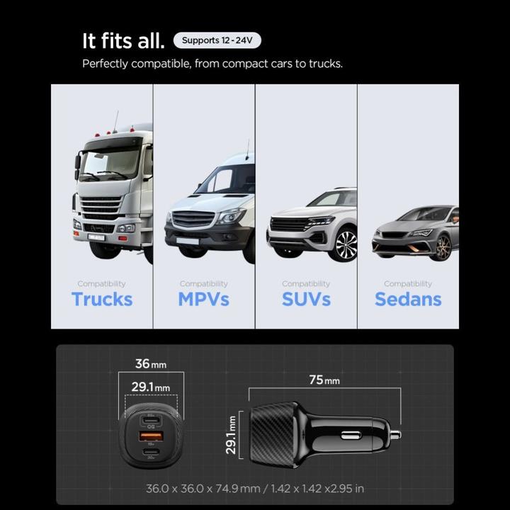 Actual product image Spigen Essential 113W Car Charger EV1133 black