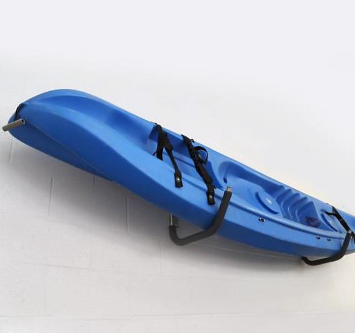 Actual product image Wiltec Universal Kayak Holder max. 80kg Stainless Steel Wall Holder, Steel Rope, Kayak, Canoe, SUP, Surf