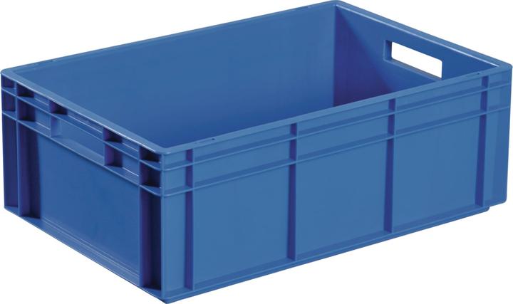 Actual product image Tecwerk Stackable transport container L 400 x W 300 x H 320 mm blue PP open handle closed side panels