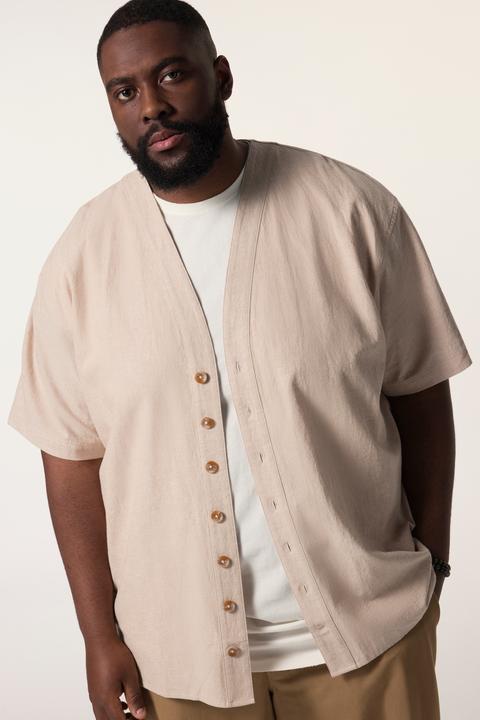 Immagine prodotto Sthuge Camicia con effetto lino, taglio oversize e squadrato e mezze maniche, fino alla tg. 8XL (L)
