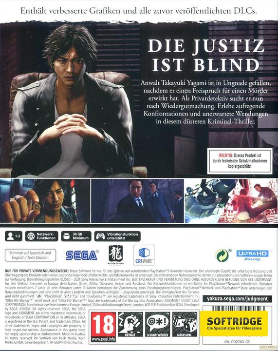 Produktbild Sega Judgement (PS5, DE)