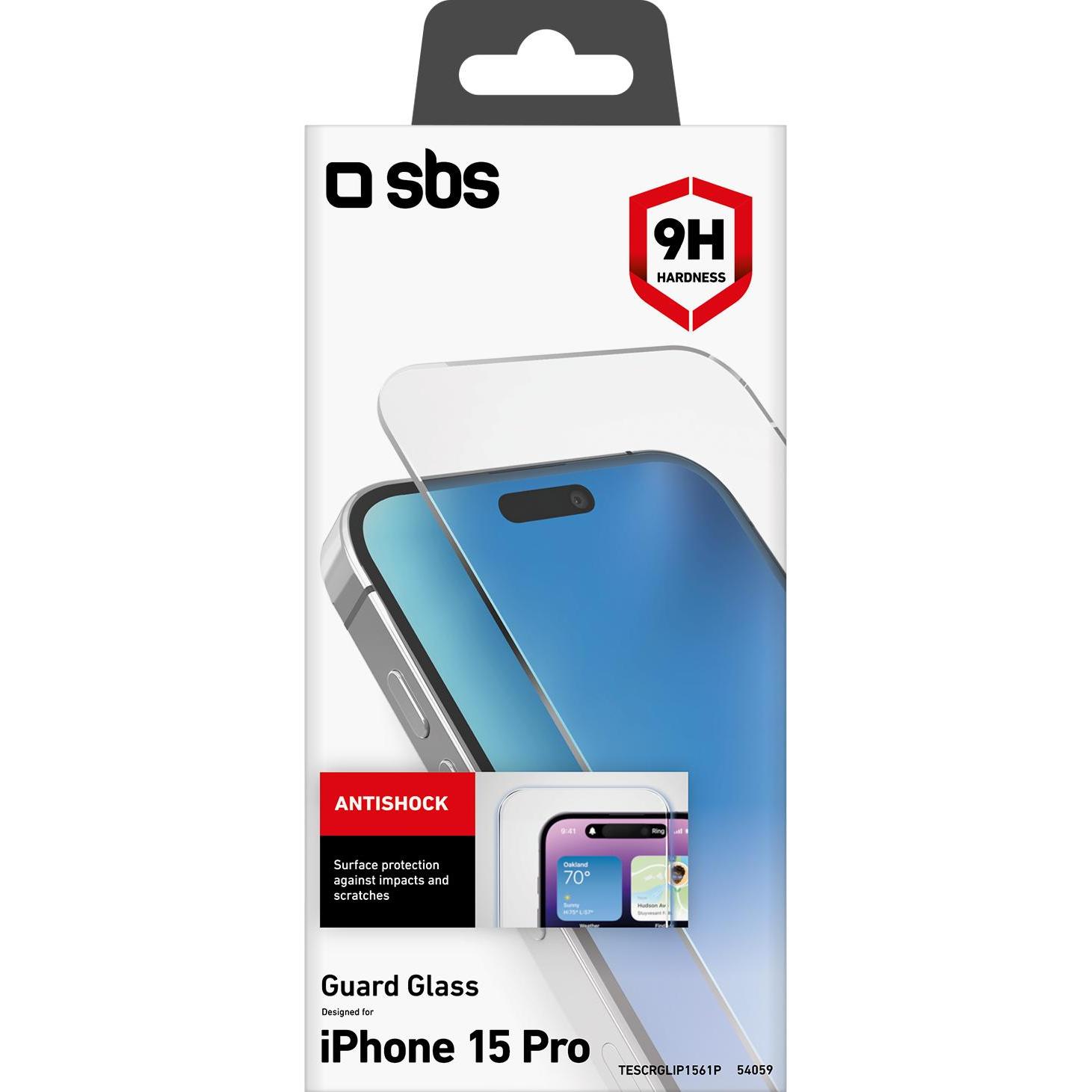 Thumbnail - SBS Guard Glass (1 Stück, Apple iPhone 15 Pro), Smartphone Schutzfolie, Transparent